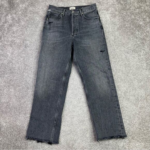 Citizens Of Humanity Sabine Jeans Women’s 26 Gray Straight High Rise Raw Hem - Picture 1 of 15